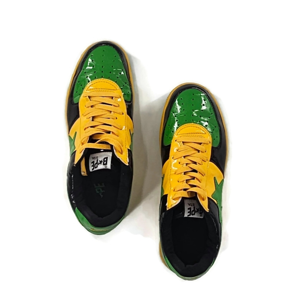 Bape Bapesta FS-001 Mens 13 A Bathing Ape STA Green and Yellow Star Sneakers - Picture 6 of 14